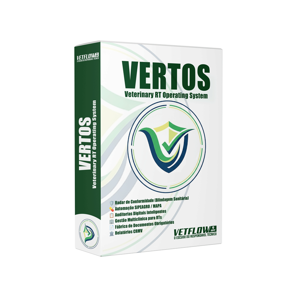 VERTOS OS — Plataforma de conformidade veterinária para Responsável Técnico: app com IA, Radar de Conformidade e Dossiê PDF